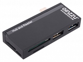 Универсальный OTG картридер Ginzzu GR-562UB, Type C , SD/SDXC/SDHC/MMC, 2 слота - microSDXC/SDXC/SDHS + 1 порт USB 3.0 + 1 порт USB 2.0, микроUSB порт