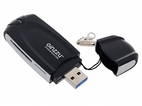 Картридер USB 3.0 Ginzzu GR-312B SD/microSD, Black (4 слота, работа с 2-мя картами одновременно)