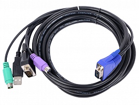 Набор кабелей D-LINK KVM-402 Кабель KVM для подключения клавиатуры, мыши и монитора, длина 3.0 м
