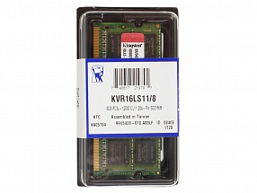 Память SO-DIMM DDR3 8192 Mb (pc-12800) 1600MHz Kingston (KVR16LS11/8)  Retail  1.35V 