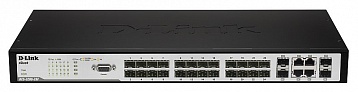 Коммутатор D-Link DES-3200-28F/C1A Управляемый коммутатор 2 уровня с 24 портами 100Base-X SFP и 4 комбо-портами 100/1000Base-T/SFP