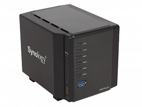 Сетевой накопитель Synology  DS416slim 1GhzCPU/512Mb/RAID0,1,10,5,6/up to 4HDDs SATA 2,5'/2xUSB 3,0/2xGigEth/iSCSI/2xIPcam(up to 8)/1xPS