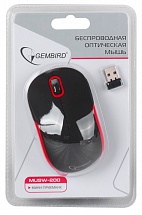 Мышь беспров. Gembird MUSW-200BKR, soft touch, черн/красн, 2кн.+колесо-кнопка, 2.4ГГц 