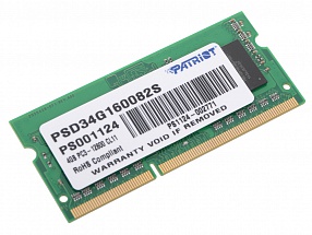 Память SO-DIMM DDR3 4Gb (pc-12800) 1600MHz Patriot (PSD34G160082S)