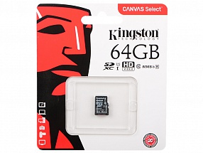 Карта памяти MicroSDXC 64GB Kingston Canvas Select 80R CL10 UHS-ISP без адаптера (SDCS/64GBSP)