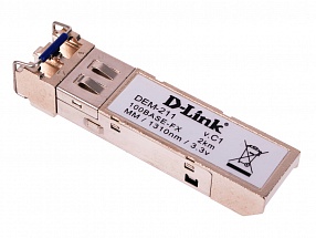 SFP-трансивер D-LINK  211/A1A SFP-трансивер с 1 портом 100Base-FX для многомодового оптического кабеля (до 2 км)