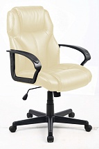Кресло офисное COLLEGE HLC-0601 Бежевый, экокожа, 120 кг, подлокотники черный пластик/кожа, крестовина черный пластик, (ШxГxВ), см 62x70x108-118