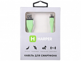 Кабель HARPER BCH-338 green, microUSB - USB 2.0 AM, 38 см