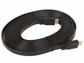 Цифровой кабель HDMI-HDMI c плоским поперечным сечением провода JA-HD10 5 м (версия 2.0 с поддержкой 3D, Ultra HD 4К/Ethernet, 19 pin, 28 AWG, CCS, ко
