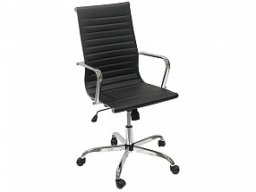 Кресло руководителя COLLEGE H-966L-1, черный, кожа, 120 кг, подлокотники кожа/хром, крестовина хром, (ШxГxВ), см 58x63x103-111 
