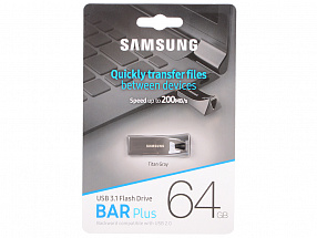 Внешний накопитель 64GB USB Drive <USB 3.1> Samsung BAR Plus (up to 200Mb/s) (MUF-64BE4/APC)