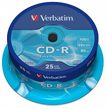 Диски CD-R 80min 700Mb Verbatim  52x  25 шт  Cake Box  DL   43432 