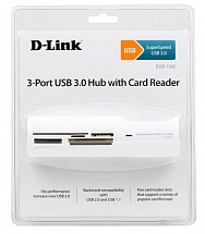 Концентратор USB D-Link DUB-1342/A1A Компактный концентратор с 3 портами USB 3.0 и кардридером