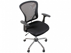 Кресло офисное COLLEGE H-8369F Черный ткань, сетчатый акрил, 120 кг, крестовина хромированный металл, подлокотники черный пластик. (ШxГxВ), см 65x60x9