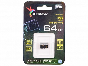 Карта памяти 64GB ADATA Premier Pro microSDXC UHS-I U3 Class 10(V30G) 95 / 90 (MB/s)