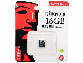 Карта памяти MicroSDHC 16GB Kingston Canvas Select 80R CL10 UHS-ISP без адаптера SDCS/16GBSP
