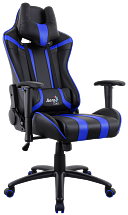 Игровое кресло Aerocool AC120 AIR-BB , черно-синее, с перфорацией, до 150 кг, размер, см (ШхГхВ) : 70х55х124/132.