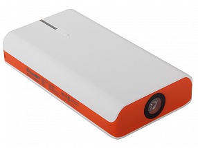 Внешний аккумулятор ICONBIT FTB7800 LZ 7800мАч бело-оранжевый, встроенный фонарик, USB1 5В/1A, USB2 5В/2.1A, USB1+2 5В/2.1A(Max)