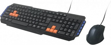 Клавиатура + мышь RITMIX RKC-055 USB, кабели 1,35 метра, клав. Кл: 104+10 мульт. кн., мышь: 1000 dpi, игровой дизайн
