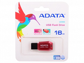 USB флешка A-Data UV100 16GB Red (AUV100-16G-RRD) USB 2.0 / 15 МБ/cек / 5 МБ/cек