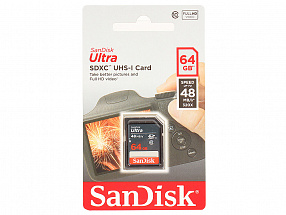 Карта памяти SDXC 64GB SanDisk Class10 Ultra Android UHS-I 48MB/s (SDSDUNB-064G-GN3IN)