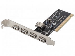 Контроллер Orient DC-602 (4 port, USB 2.0 Hub, PCI card+cab, VIA VT6212L, кабели: AM/AF, AM/Mini USB (5pin)) Ret