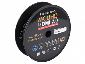 Активный оптический кабель HDMI Cablexpert, 50м, v2.0, 19M/19M, AOC Premium Series, позол.разъемы, экран, коробка