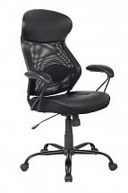 !Кресло руководителя COLLEGE HLC-0370 Черный, эко кожа/сетка, высота спинки 63см, мягкие подлокотники, крестовина металл, (ШxГxВ)см 70x67x113-122