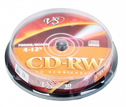 Диски CD-RW 80min 700Mb VS 12х  10 шт  CakeBox
