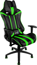 Кресло для геймера Aerocool AC120-BG , черно-зеленое, до 150 кг, размер, см (ШхГхВ) : 70х55х124/132.