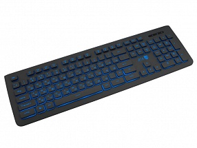 Проводная слим-клавиатура Jet.A SlimLine K20 LED с классической раскладкой и синей светодиодной подсветкой, 105 клавиш, USB, тёмно-серая