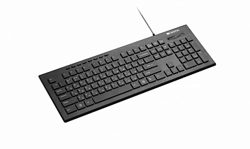 Клавиатура CANYON CNS-HKB2-RU, ультратонкая, Кл:104+8М, USB черный, покрытие устойчиво к отпечаткам пальцев, декоративная LED-подсветка