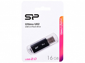 Внешний накопитель 16Gb USB Drive  USB 2.0  Silicon Power Ultima U02 SP016GBUF2U02V1K USB2.0 черный 