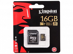 Карта памяти MicroSDHC 16GB Kingston U3 UHS-I G+ SD Adapter (SDCG/16GB)