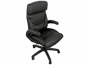 Кресло офисное COLLEGE HLC-0383-1, черный, экокожа, 120 кг, подлокотники черный пластик/кожа, крестовина черный пластик, (ШxГxВ), см 64x72x110-119