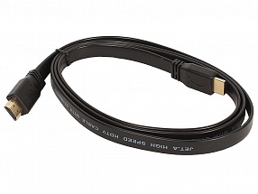 Цифровой кабель HDMI-HDMI c плоским поперечным сечением провода JA-HD10 2 м (версия 2.0 с поддержкой 3D, Ultra HD 4К/Ethernet, 19 pin, 30 AWG, CCS, ко