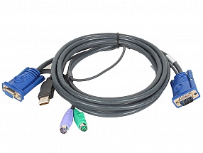 Кабель ATEN KVM Cable 2L-5506UP Кабель для KVM: USB(Am)+DB15(m) (PC) -на- 2*PS/2(m)+DB15(f) (KVM), 6м