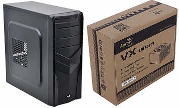 Набор : Корпус Aerocool V2X Black, ATX + БП Aerocool VX-600  (600Вт) , 2x PCI-E (6+2-Pin), 4x SATA, 3x MOLEX, 1x 4+4-Pin, кабель питания в комплекте