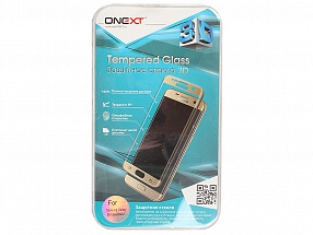 Защитное стекло Onext для телефона Samsung Galaxy S6 Edge 2.5D закругленное с рамкой темно-синее 