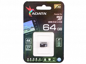 Карта памяти 64GB ADATA Premier Pro microSDXC UHS-I U3 A1 Class 10(V30S) 100MB/60MB/s