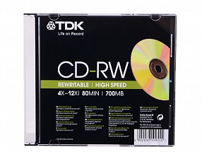 Диск   CD-RW 80min 700Mb TDK 12x  Slim