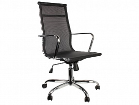 Кресло руководителя COLLEGE H-966F-1 Чёрный, сетчатая ткань, крестовина/подлокотники-хром. металл, до 120кг, спинка	 57см, ширина 45см, глубина 40см
