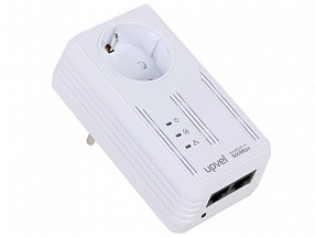 PowerLine адаптер UPVEL UA-252PS HomePlug AV 500 Мбит/с с поддержкой IP-TV, со встроенной розеткой, 2 LAN порта