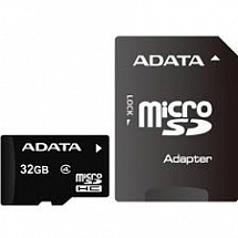 Карта памяти MicroSDHC 32GB Class 4 ADATA + адаптер SD AUSDH32GCL4-RA1 