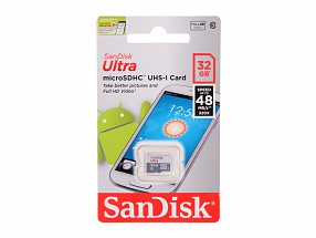 Карта памяти MicroSDHC 32GB SanDisk Ultra UHS-I (48Mb/s) (SDSQUNB-032G-GN3MN)