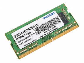 Память SO-DIMM DDR4 4GB (pc-19200) 2400MHz  Patriot PSD44G240041S