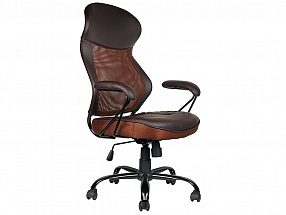 !Кресло руководителя COLLEGE HLC-0370 Коричневый, эко кожа/сетка, высота спипки 70 см, крестовина металл, 70x67x113-122