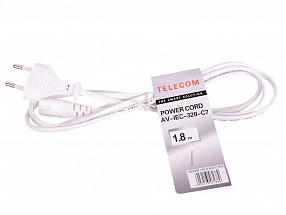 Кабель для аудио-видео техники IEC-320-C7--розетка 220V, 2-pin, 1.8м ,белый, Telecom  TP228-IEC320-C7--CEE7/16-1.8-W 