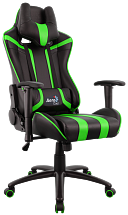 Игровое кресло Aerocool AC120 AIR-BG , черно-зеленое, с перфорацией, до 150 кг, размер, см (ШхГхВ) : 70х55х124/132.