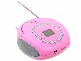 Аудиомагнитола BBK BS05 USB/SD розовый/серебро 